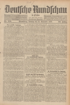 Deutsche Rundschau in Polen : früher Ostdeutsche Rundschau, Bromberger Tageblatt. Jg.53, Nr. 218 (22 September 1929) + dod.