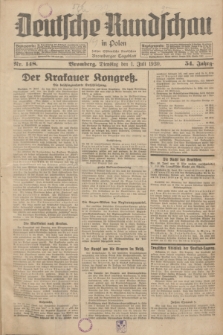 Deutsche Rundschau in Polen : früher Ostdeutsche Rundschau, Bromberger Tageblatt. Jg.54, Nr. 148 (1 Juli 1930) + dod.