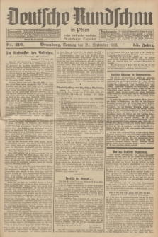 Deutsche Rundschau in Polen : früher Ostdeutsche Rundschau, Bromberger Tageblatt. Jg.55, Nr. 216 (20 September 1931) + dod.