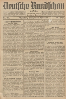 Deutsche Rundschau in Polen : früher Ostdeutsche Rundschau, Bromberger Tageblatt. Jg.56, Nr. 98 (29 April 1932) + dod.
