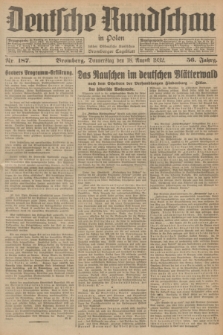 Deutsche Rundschau in Polen : früher Ostdeutsche Rundschau, Bromberger Tageblatt. Jg.56, Nr. 187 (18 August 1932) + dod.