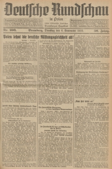 Deutsche Rundschau in Polen : früher Ostdeutsche Rundschau, Bromberger Tageblatt. Jg.56, Nr. 203 (6 September 1932) + dod.