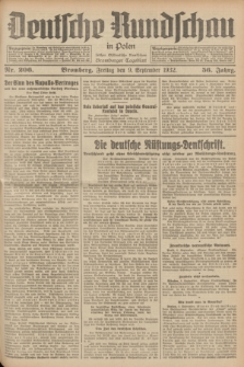 Deutsche Rundschau in Polen : früher Ostdeutsche Rundschau, Bromberger Tageblatt. Jg.56, Nr. 206 (9 September 1932) + dod.