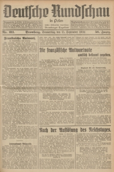 Deutsche Rundschau in Polen : früher Ostdeutsche Rundschau, Bromberger Tageblatt. Jg.56, Nr. 211 (15 September 1932) + dod.