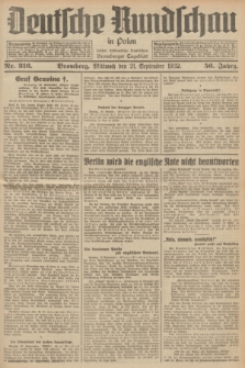 Deutsche Rundschau in Polen : früher Ostdeutsche Rundschau, Bromberger Tageblatt. Jg.56, Nr. 216 (21 September 1932) + dod.