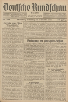 Deutsche Rundschau in Polen : früher Ostdeutsche Rundschau, Bromberger Tageblatt. Jg.56, Nr. 252 (3 November 1932) + dod.