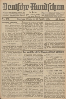 Deutsche Rundschau in Polen : früher Ostdeutsche Rundschau, Bromberger Tageblatt. Jg.56, Nr. 274 (29 November 1932) + dod.