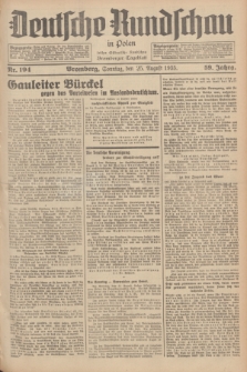 Deutsche Rundschau in Polen : früher Ostdeutsche Rundschau, Bromberger Tageblatt. Jg.59, Nr. 194 (25 August 1935) + dod.
