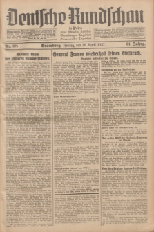 Deutsche Rundschau in Polen : früher Ostdeutsche Rundschau, Bromberger Tageblatt, Pommereller Tageblatt. Jg.61, Nr. 98 (30 April 1937) + dod.