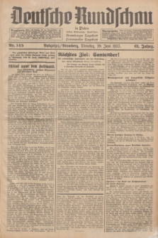 Deutsche Rundschau in Polen : früher Ostdeutsche Rundschau, Bromberger Tageblatt, Pommereller Tageblatt. Jg.61, Nr. 145 (29 Juni 1937) + dod.