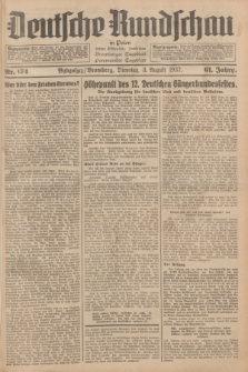 Deutsche Rundschau in Polen : früher Ostdeutsche Rundschau, Bromberger Tageblatt, Pommereller Tageblatt. Jg.61, Nr. 174 (3 August 1937) + dod.