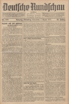 Deutsche Rundschau in Polen : früher Ostdeutsche Rundschau, Bromberger Tageblatt, Pommereller Tageblatt. Jg.61, Nr. 178 (7 August 1937) + dod.