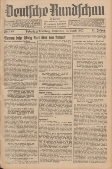 Deutsche Rundschau in Polen : früher Ostdeutsche Rundschau, Bromberger Tageblatt, Pommereller Tageblatt. Jg.61, Nr. 182 (12 August 1937) + dod.