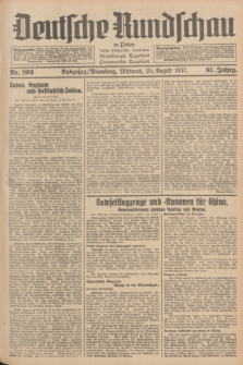Deutsche Rundschau in Polen : früher Ostdeutsche Rundschau, Bromberger Tageblatt, Pommereller Tageblatt. Jg.61, Nr. 193 (25 August 1937) + dod.