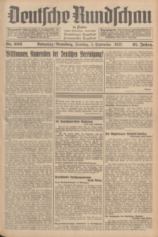 Deutsche Rundschau in Polen : früher Ostdeutsche Rundschau, Bromberger Tageblatt, Pommereller Tageblatt. Jg.61, Nr. 203 (5 September 1937) + dod.