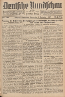 Deutsche Rundschau in Polen : früher Ostdeutsche Rundschau, Bromberger Tageblatt, Pommereller Tageblatt. Jg.61, Nr. 206 (9 September 1937) + dod.