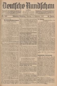 Deutsche Rundschau in Polen : früher Ostdeutsche Rundschau, Bromberger Tageblatt, Pommereller Tageblatt. Jg.61, Nr. 210 (14 September 1937) + dod.