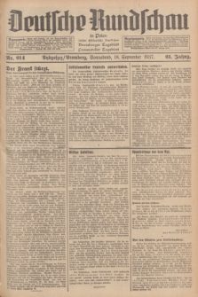 Deutsche Rundschau in Polen : früher Ostdeutsche Rundschau, Bromberger Tageblatt, Pommereller Tageblatt. Jg.61, Nr. 214 (18 September 1937) + dod.
