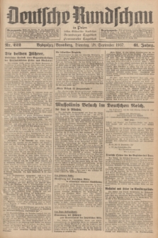 Deutsche Rundschau in Polen : früher Ostdeutsche Rundschau, Bromberger Tageblatt, Pommereller Tageblatt. Jg.61, Nr. 222 (28 September 1937) + dod.