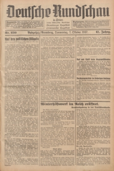 Deutsche Rundschau in Polen : früher Ostdeutsche Rundschau, Bromberger Tageblatt, Pommereller Tageblatt. Jg.61, Nr. 230 (7 Oktober 1937) + dod.