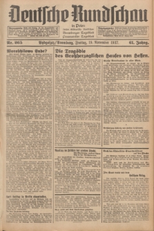 Deutsche Rundschau in Polen : früher Ostdeutsche Rundschau, Bromberger Tageblatt, Pommereller Tageblatt. Jg.61, Nr. 265 (19 November 1937) + dod.