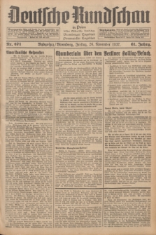 Deutsche Rundschau in Polen : früher Ostdeutsche Rundschau, Bromberger Tageblatt, Pommereller Tageblatt. Jg.61, Nr. 271 (26 November 1937) + dod.