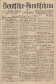 Deutsche Rundschau in Polen : früher Ostdeutsche Rundschau, Bromberger Tageblatt, Pommereller Tageblatt. Jg.62, Nr. 7 (11 Januar 1938) + dod.