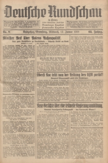 Deutsche Rundschau in Polen : früher Ostdeutsche Rundschau, Bromberger Tageblatt, Pommereller Tageblatt. Jg.62, Nr. 8 (12 Januar 1938) + dod.