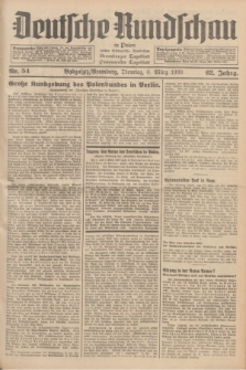 Deutsche Rundschau in Polen : früher Ostdeutsche Rundschau, Bromberger Tageblatt, Pommereller Tageblatt. Jg.62, Nr. 54 (8 März 1938) + dod.