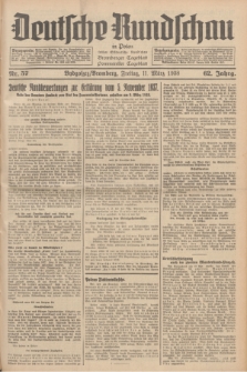 Deutsche Rundschau in Polen : früher Ostdeutsche Rundschau, Bromberger Tageblatt, Pommereller Tageblatt. Jg.62, Nr. 57 (11 März 1938) + dod.