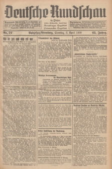 Deutsche Rundschau in Polen : früher Ostdeutsche Rundschau, Bromberger Tageblatt, Pommereller Tageblatt. Jg.62, Nr. 77 (3 April 1938) + dod.