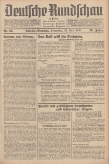 Deutsche Rundschau in Polen : früher Ostdeutsche Rundschau, Bromberger Tageblatt, Pommereller Tageblatt. Jg.62, Nr. 96 (28 April 1938) + dod.