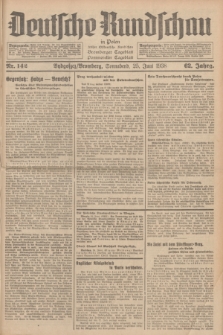 Deutsche Rundschau in Polen : früher Ostdeutsche Rundschau, Bromberger Tageblatt, Pommereller Tageblatt. Jg.62, Nr. 142 (25 Juni 1938) + dod.