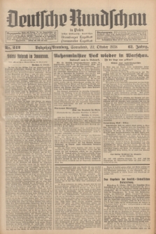 Deutsche Rundschau in Polen : früher Ostdeutsche Rundschau, Bromberger Tageblatt, Pommereller Tageblatt. Jg.62, Nr. 242 (22 Oktober 1938) + dod.