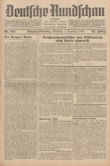 Deutsche Rundschau in Polen : früher Ostdeutsche Rundschau, Bromberger Tageblatt, Pommereller Tageblatt. Jg.62, Nr. 279 (7 Dezember 1938) + dod.