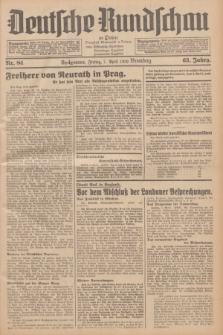 Deutsche Rundschau in Polen = Przegląd Niemiecki w Polsce : früher Ostdeutsche Rundschau, Bromberger Tageblatt, Pommereller Tageblatt. Jg.63, Nr. 81 (7 April 1939) + dod.