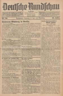Deutsche Rundschau in Polen = Przegląd Niemiecki w Polsce : früher Ostdeutsche Rundschau, Bromberger Tageblatt, Pommereller Tageblatt. Jg.63, Nr. 90 (20 April 1939) + dod.