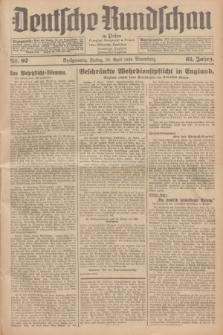 Deutsche Rundschau in Polen = Przegląd Niemiecki w Polsce : früher Ostdeutsche Rundschau, Bromberger Tageblatt, Pommereller Tageblatt. Jg.63, Nr. 97 (28 April 1939) + dod.