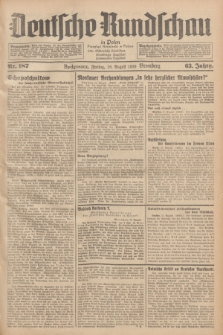 Deutsche Rundschau in Polen = Przegląd Niemiecki w Polsce : früher Ostdeutsche Rundschau, Bromberger Tageblatt, Pommereller Tageblatt. Jg.63, Nr. 187 (18 August 1939) + dod.