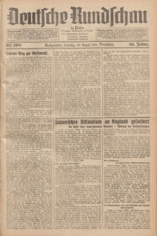Deutsche Rundschau in Polen = Przegląd Niemiecki w Polsce : früher Ostdeutsche Rundschau, Bromberger Tageblatt, Pommereller Tageblatt. Jg.63, Nr. 190 (22 August 1939) + dod.