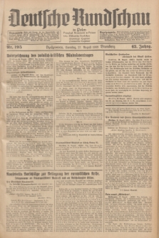 Deutsche Rundschau in Polen = Przegląd Niemiecki w Polsce : früher Ostdeutsche Rundschau, Bromberger Tageblatt, Pommereller Tageblatt. Jg.63, Nr. 195 (27 August 1939) + dod.