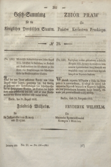 Gesetz-Sammlung für die Königlichen Preußischen Staaten = Zbiór Praw dla Państw Królestwa Pruskiego. 1832, № 20