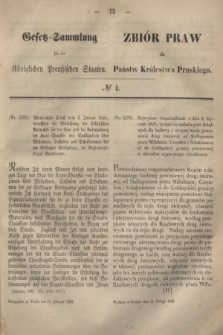 Gesetz-Sammlung für die Königlichen Preußischen Staaten = Zbiór Praw dla Państw Królestwa Pruskiego. 1860, № 4 (11 lutego)