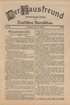 Der Hausfreund : Unterhaltungs-Beilage zur Deutschen Rundschau. 1925, Nr. 42 (19 März)
