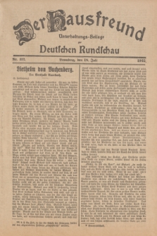 Der Hausfreund : Unterhaltungs-Beilage zur Deutschen Rundschau. 1925, Nr. 112 (18 Juli)