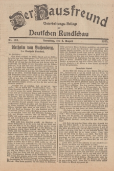 Der Hausfreund : Unterhaltungs-Beilage zur Deutschen Rundschau. 1925, Nr. 123 (4 August)