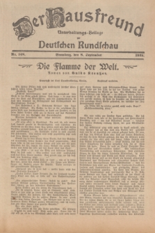 Der Hausfreund : Unterhaltungs-Beilage zur Deutschen Rundschau. 1925, Nr. 148 (8 September)