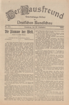 Der Hausfreund : Unterhaltungs-Beilage zur Deutschen Rundschau. 1925, Nr. 151 (13 September)