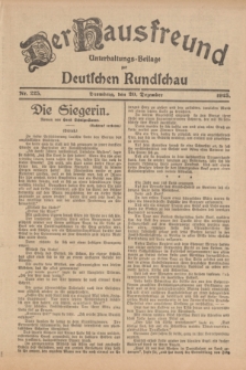 Der Hausfreund : Unterhaltungs-Beilage zur Deutschen Rundschau. 1925, Nr. 225 (20 Dezember)