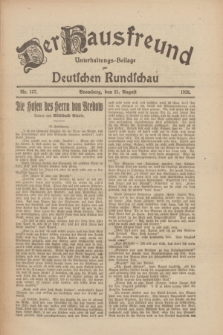 Der Hausfreund : Unterhaltungs-Beilage zur Deutschen Rundschau. 1926, Nr. 157 (21 August)